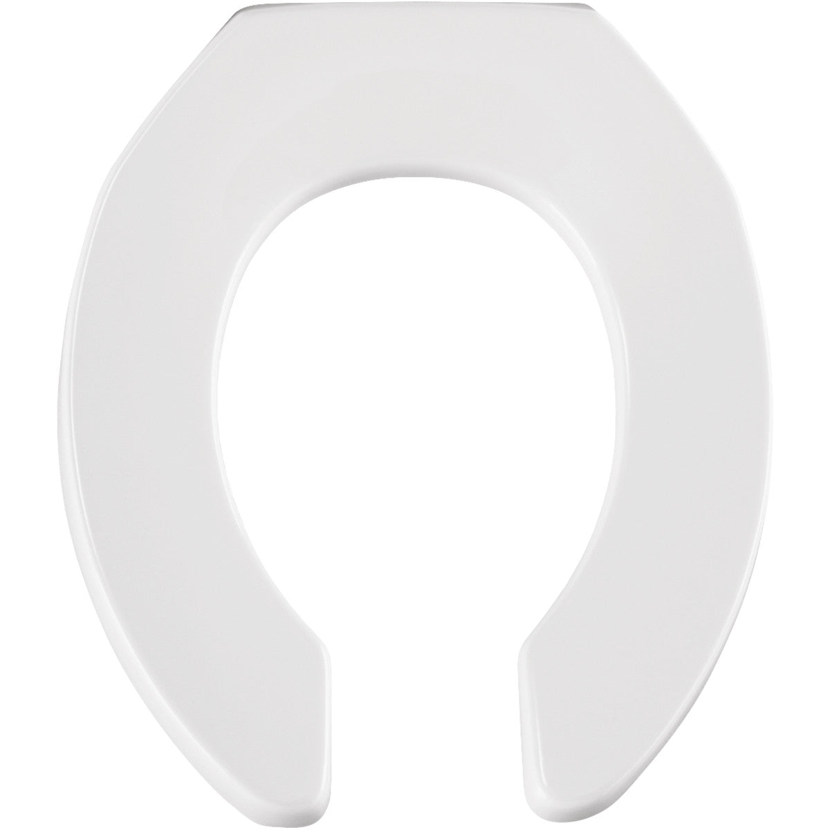 Bemis Round Open Front Less Cover Commercial Plastic Toilet Seat in White with STA-TITE Commercial Fastening System Self-Sustaining Check Hinge