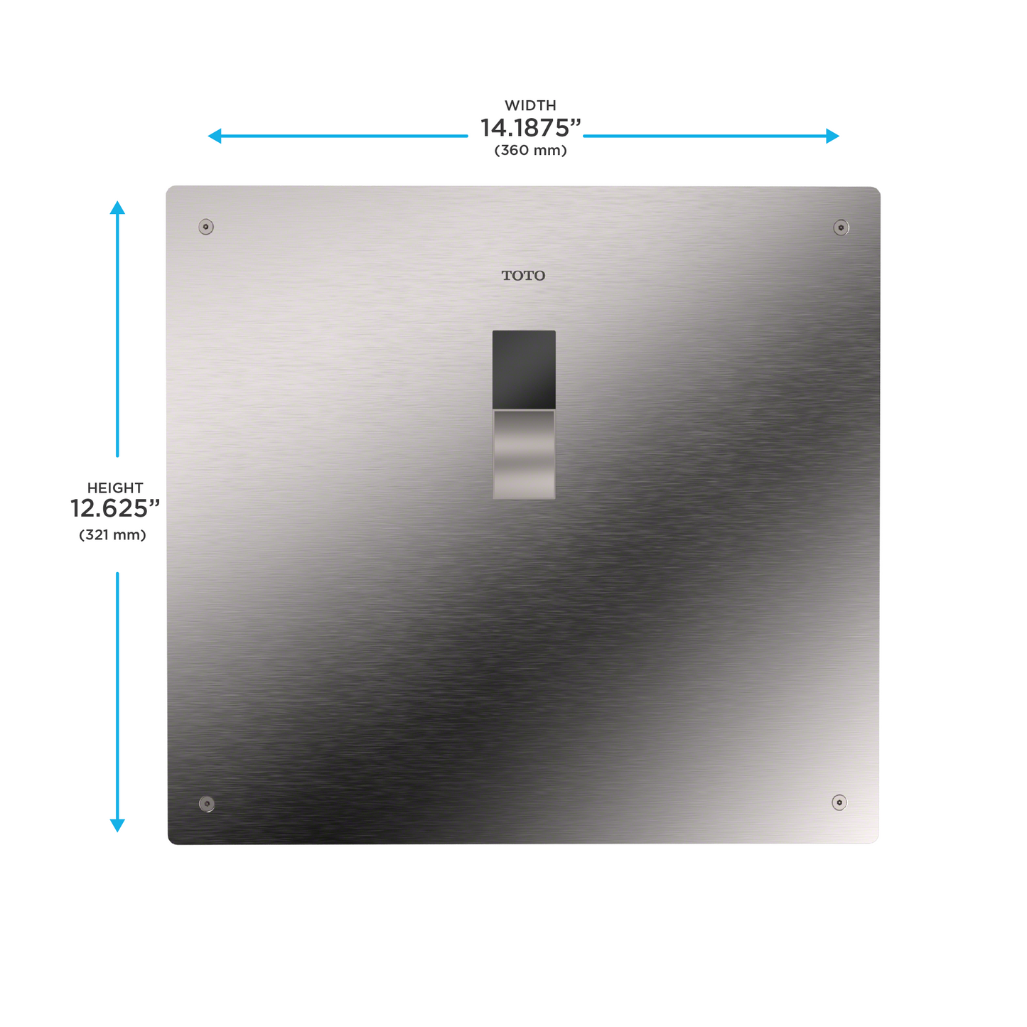 TOTO TET2UB33#SS ECOPOWER Touchless 1.0 GPF High-Efficiency Concealed Toilet Flushometer Valve for Back Spud with 14 x 12 Cover Plate , Stainless Steel