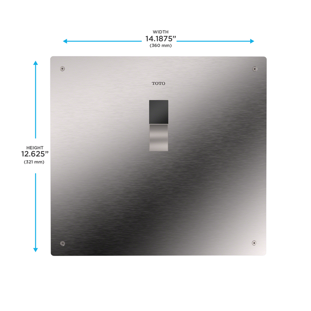 TOTO TET2UB#SS Ecopower Touchless 1.0 Gpf High-Efficiency Concealed Toilet Flushometer Valve With 14 X 12 Inch Cover Plate - Stainless Steel