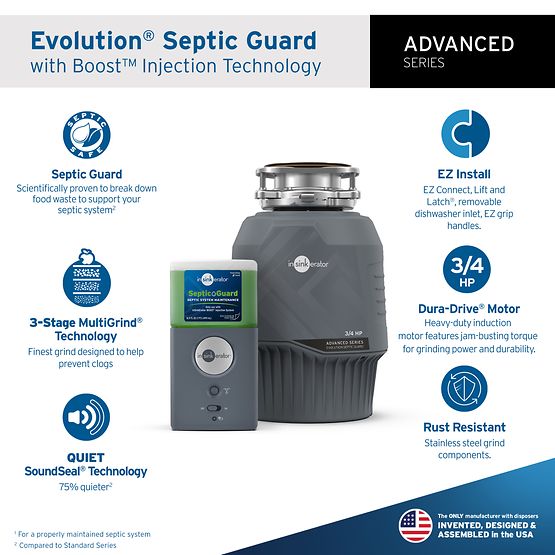 INSINKERATOR EVO SEPTIC GUARD Evolution Septic Guard Garbage Disposal, 3/4 HP