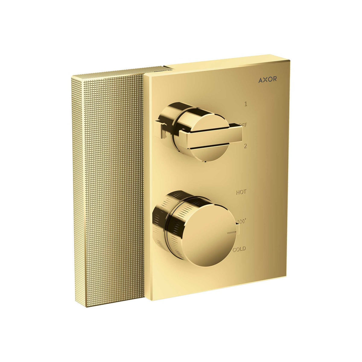 AXOR 46761991 Edge Thermostatic Trim with Volume Control and Diverter - Diamond Cut - Polished Gold Optic