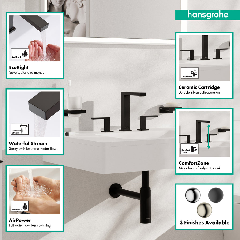 HANSGROHE 73031671 Tecturis E Widespread Faucet 150, 1.2 GPM - Matte Black