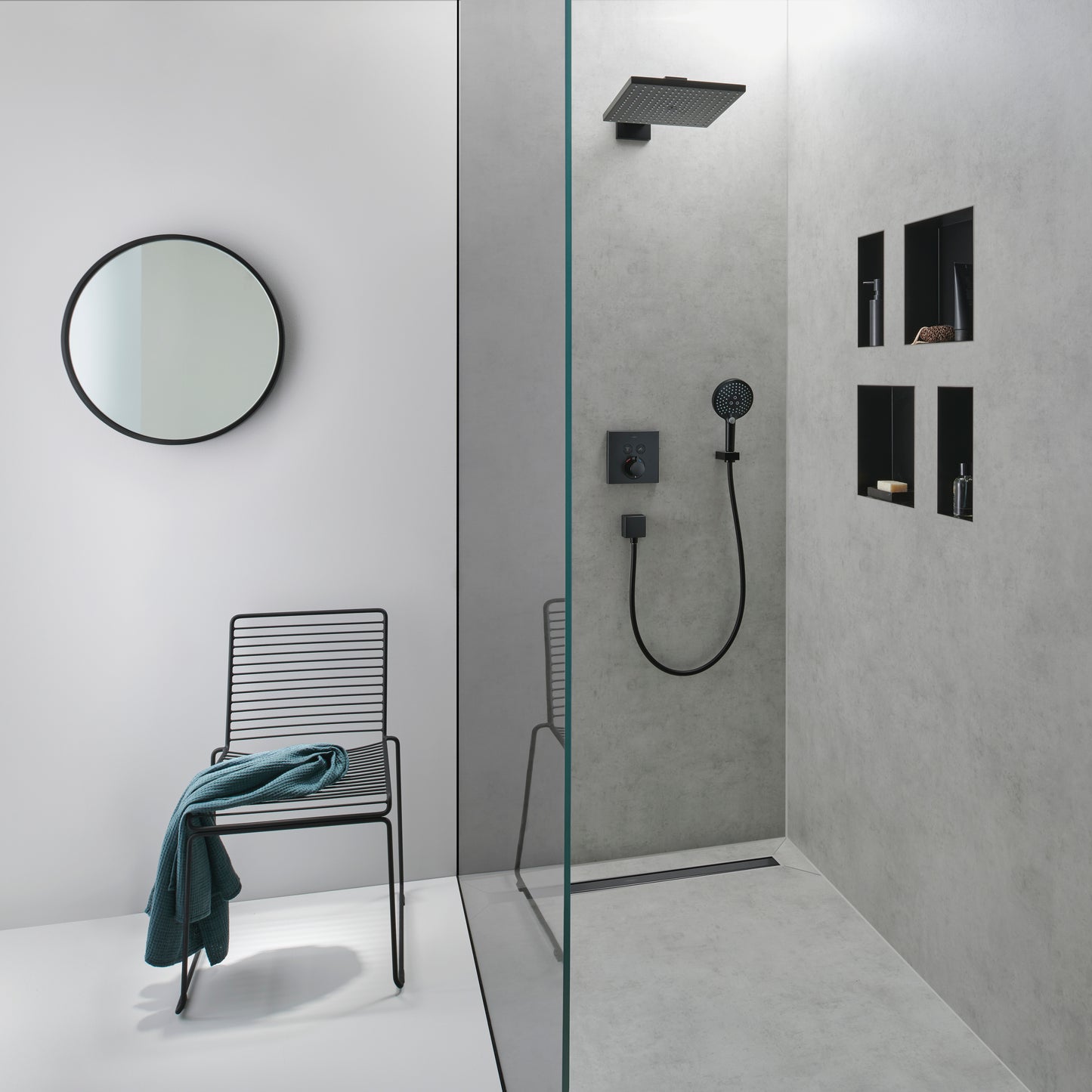 HANSGROHE 56070670 XtraStoris Minimalistic Wall Niche with Open Frame 12"x 6"x 4" - Matte Black