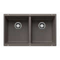 BLANCO 527410 Precis Precis SILGRANIT 29" 50/50 Double Bowl Undermount Kitchen Sink - Volcano Gray in Volcano Gray
