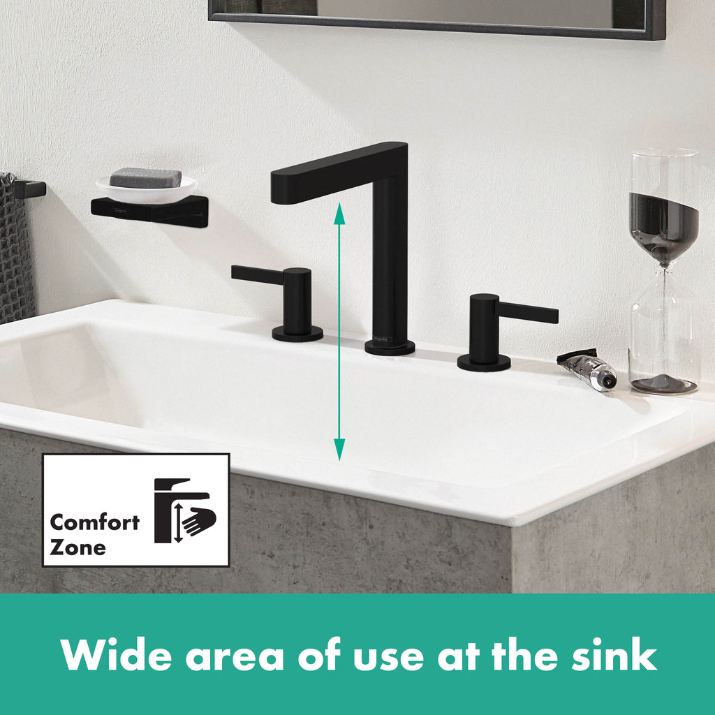 HANSGROHE 76034671 Finoris Wide-spread Faucet 160 with Pop-up Drain, 1.2 GPM - Matte Black
