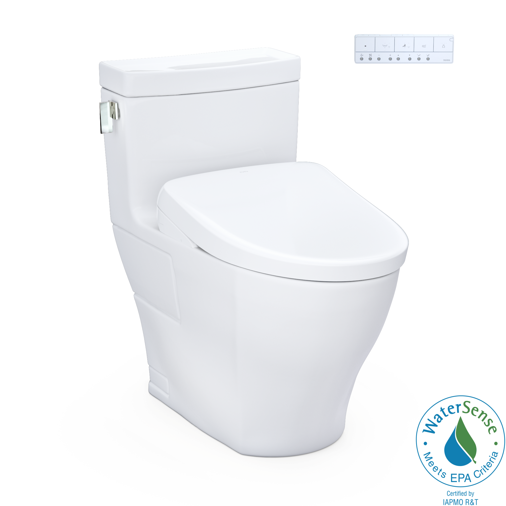 TOTO MW6244726CEFG#01 Washlet+ Legato One-Piece Elongated 1.28 Gpf Toilet And Contemporary Washlet S7 Contemporary Bidet Seat - Cotton White