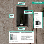 HANSGROHE 56082800 XtraStoris Rock Wall Niche with Tileable Door 12"x 6"x 4" - Brushed Stainless Steel
