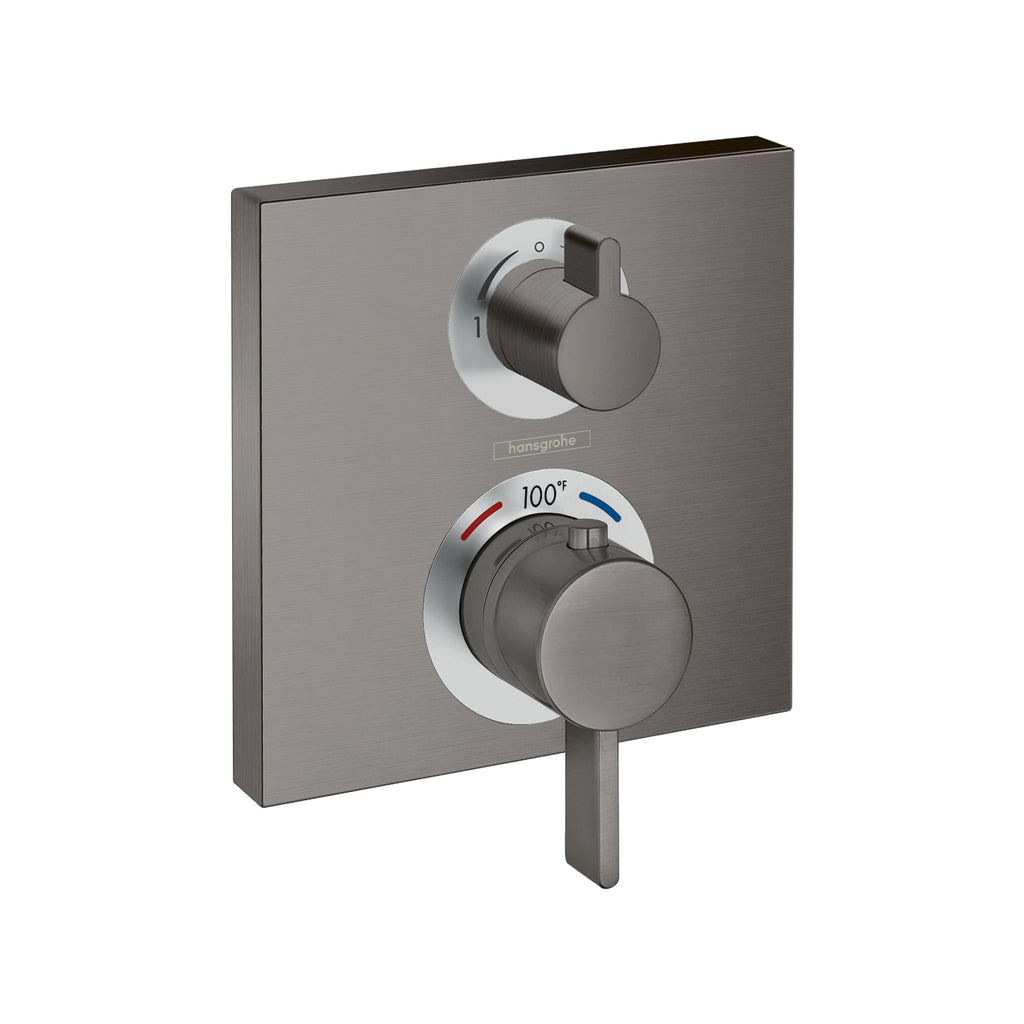 HANSGROHE 15714341 Ecostat Square Thermostatic Trim with Volume Control and Diverter - Brushed Black Chrome