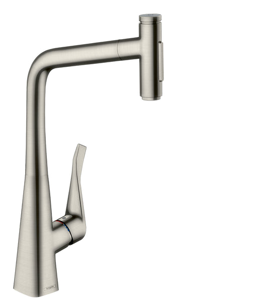 HANSGROHE 73820801 Metris Select HighArc Kitchen Faucet, 2-Spray Pull-Out, 1.75 GPM - Stainless Steel Optic