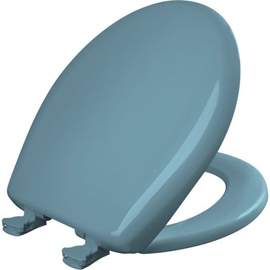 Bemis Round Plastic Toilet Seat in Regency Blue with STA-TITE Seat Fastening System, Easy•Clean and  Whisper•Close Hinge