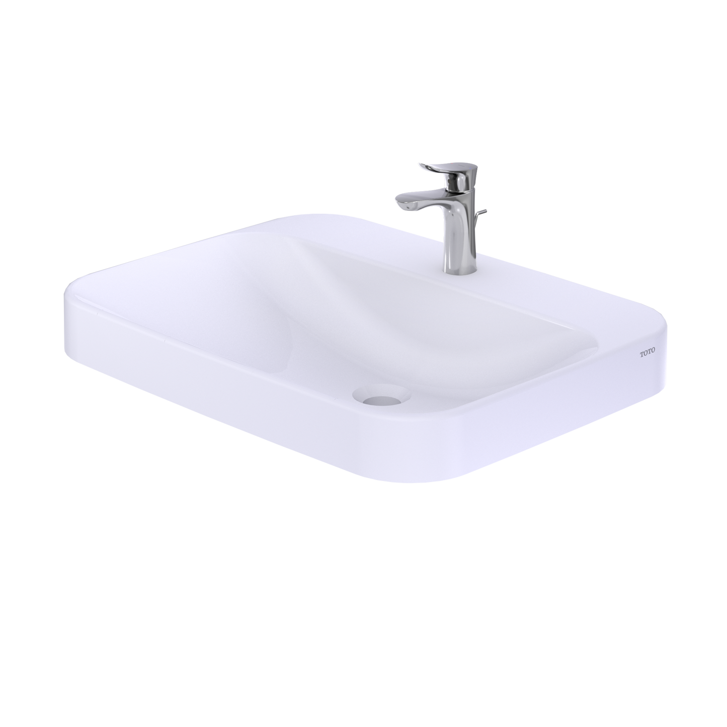 TOTO LT416G#01 Arvina Rectangular 23" Vessel Bathroom Sink with CEFIONTECT for Single Hole Faucets , Cotton White