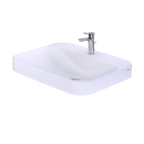 TOTO LT416G#01 Arvina Rectangular 23" Vessel Bathroom Sink With Cefiontect For Single Hole Faucets - Cotton White