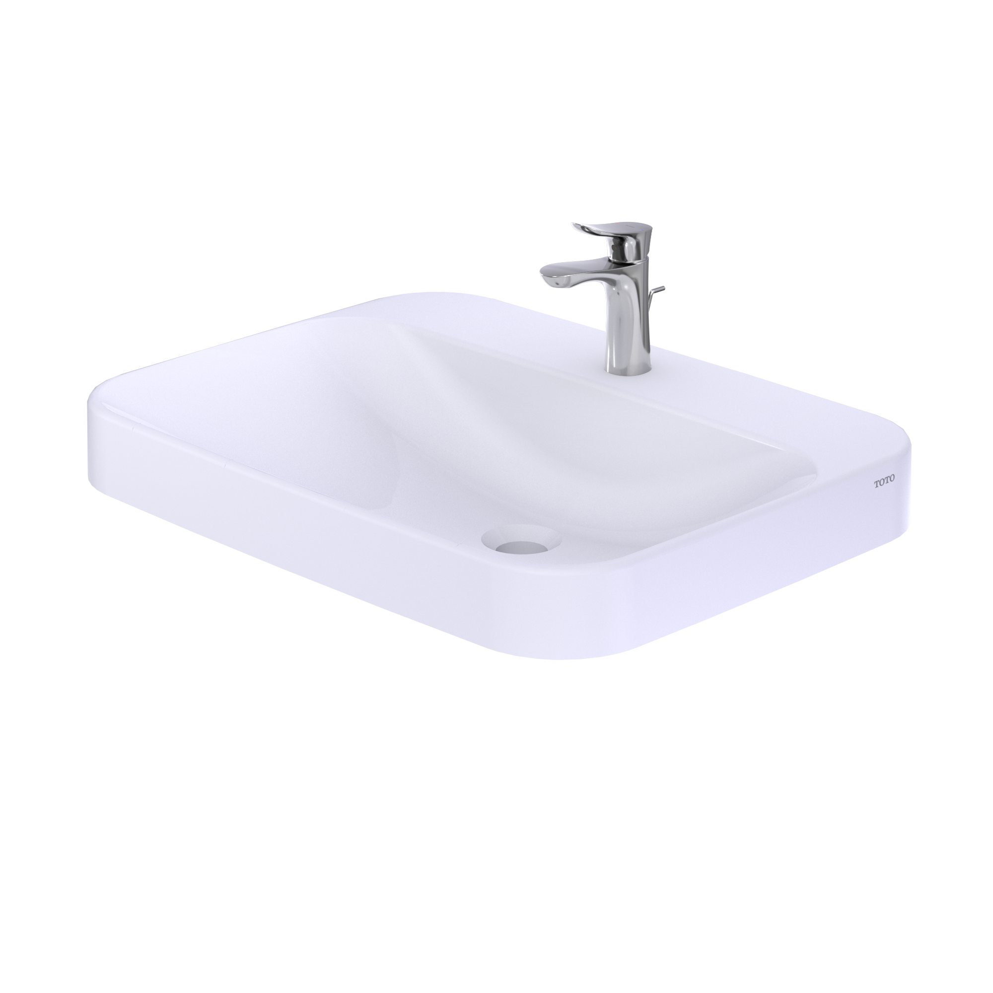 TOTO LT416G#01 Arvina Rectangular 23" Vessel Bathroom Sink With Cefiontect For Single Hole Faucets - Cotton White