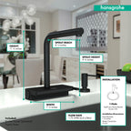 HANSGROHE 73836671 Aquno Select Kitchen Faucet, 2-Spray Pull-Out, 1.75 GPM - Matte Black
