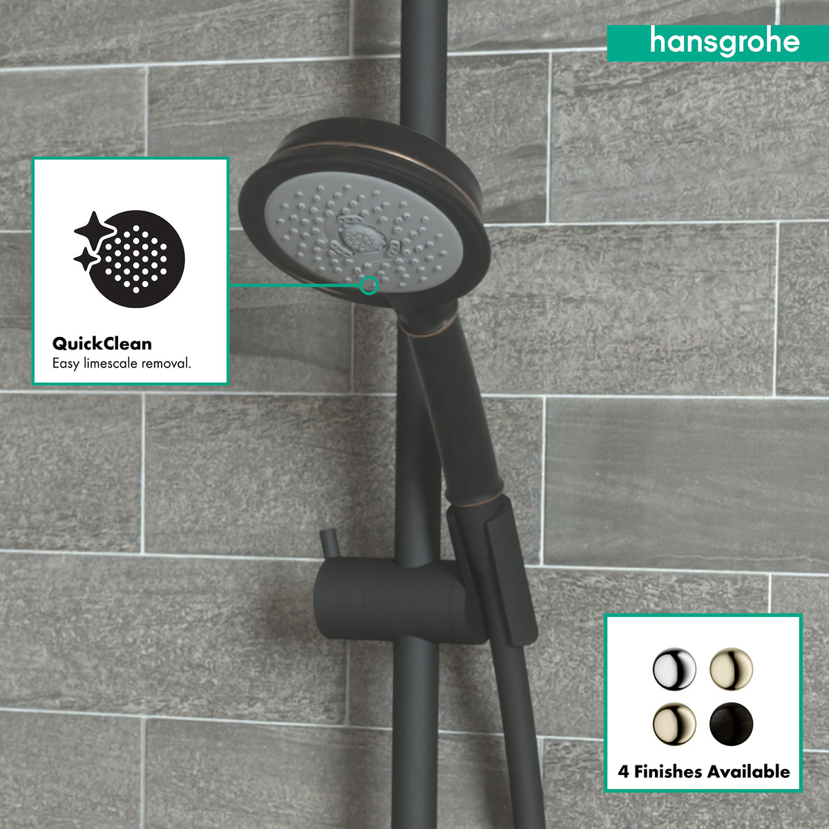 HANSGROHE 04070920 Croma 100 Classic Showerhead 3-Jet, 2.5 GPM - Rubbed Bronze