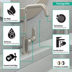 HANSGROHE 31609821 Focus Single-Hole Faucet 240 with Swivel Spout and Pop-Up Drain, 1.2 GPM - Brushed Nickel