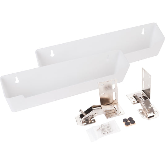 HARDWARE RESOURCES TO11S-R 11-11/16" Slim Depth Plastic Tip-Out Tray Kit for Sink Front - White