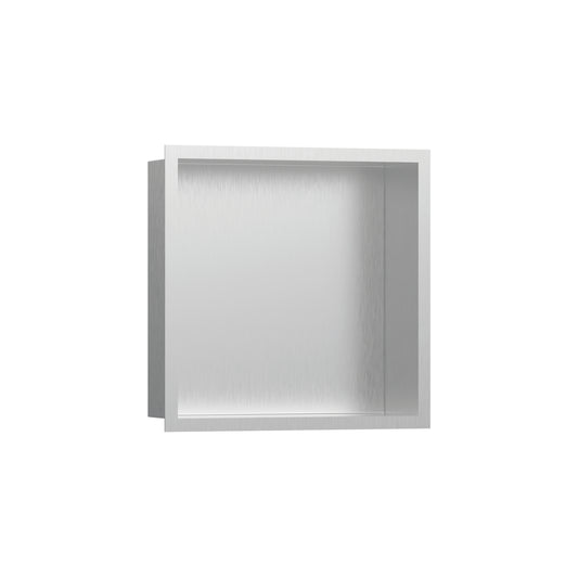 HANSGROHE 56097800 XtraStoris Individual Wall Niche Brushed Stainless Steel with Design Frame 12"x 12"x 4"  in Brushed Stainless Steel