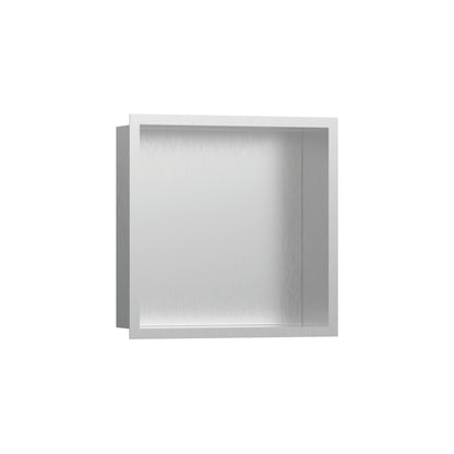 HANSGROHE 56097800 XtraStoris Individual Wall Niche Brushed Stainless Steel with Design Frame 12"x 12"x 4" - Brushed Stainless Steel