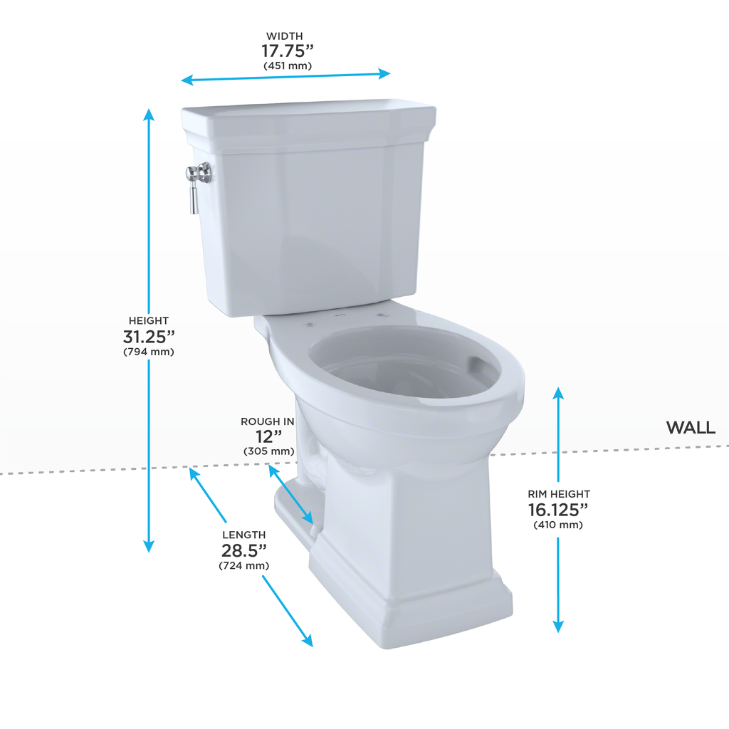 TOTO CST404CEF#51 Promenade Ii Two-Piece Elongated 1.28 Gpf Universal Height Toilet - Ebony