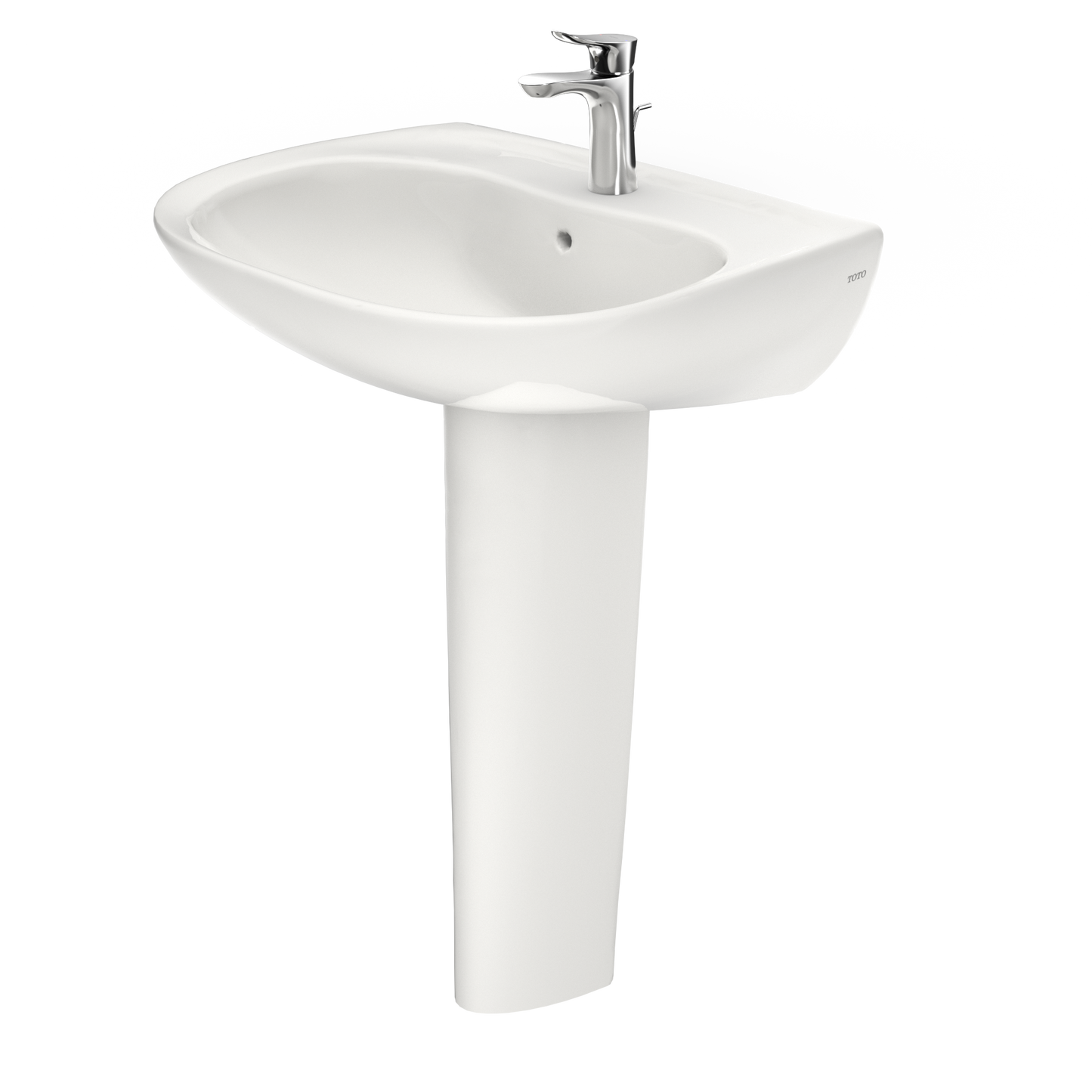 TOTO LPT242G#11 Prominence Oval Basin Pedestal Bathroom Sink with CeFiONtect for Single Hole Faucets , Colonial White