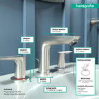 HANSGROHE 71733821 Talis E Widespread Faucet 150 with Pop-Up Drain, 1.2 GPM - Brushed Nickel
