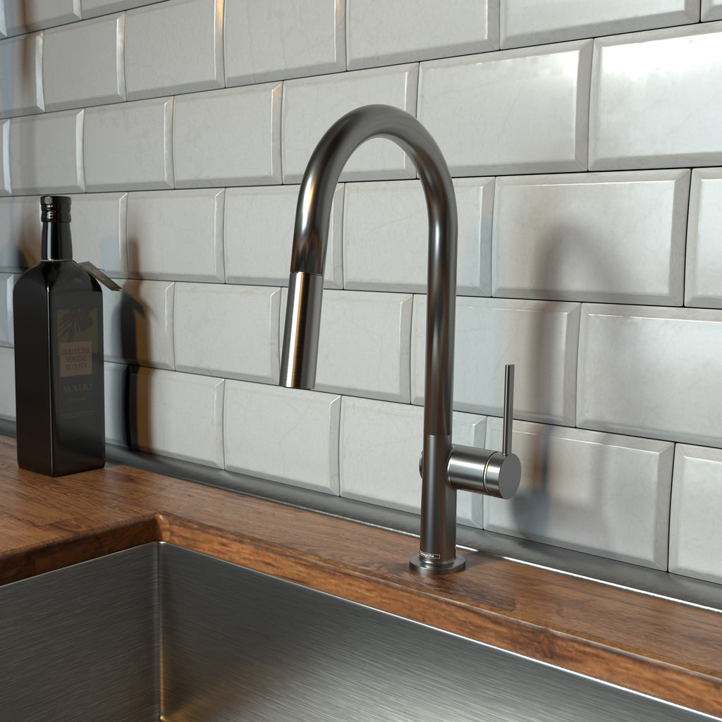 HANSGROHE 72850341 Talis N HighArc Kitchen Faucet, A-Style, 2-Spray Pull-Down, with sBox, 1.75 GPM - Brushed Black Chrome