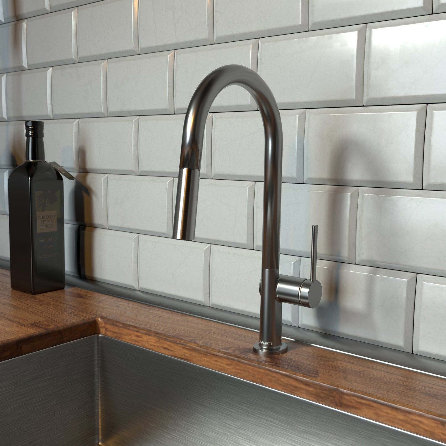 HANSGROHE 72850341 Talis N HighArc Kitchen Faucet, A-Style, 2-Spray Pull-Down, with sBox, 1.75 GPM - Brushed Black Chrome