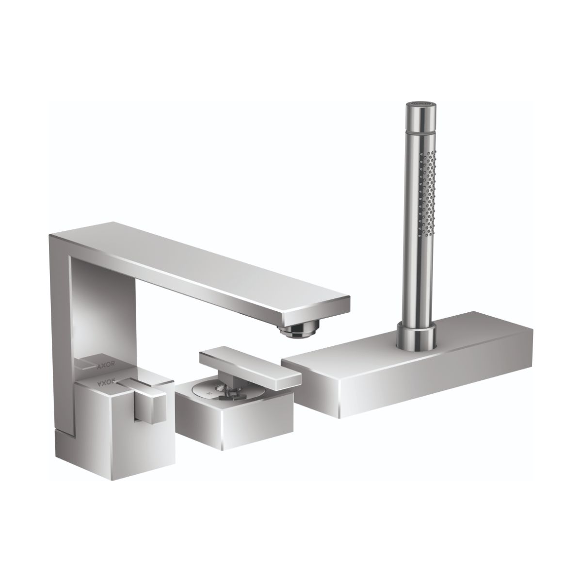 AXOR Edge 3-Hole Roman Tub Set Trim with 1.75 GPM Handshower in Chrome