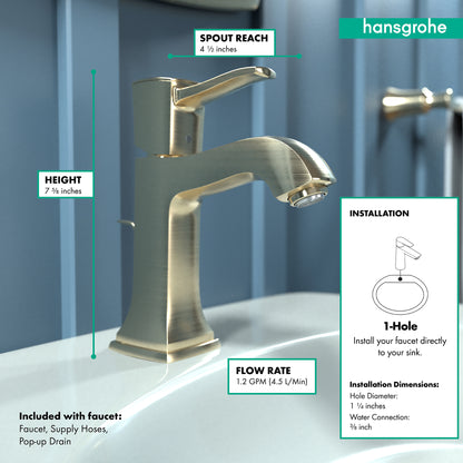 HANSGROHE 31300141 Brushed Bronze Metropol Classic Classic Single Hole Bathroom Faucet 1.2 GPM