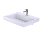 TOTO LT171G#01 Kiwami Renesse Design I Rectangular Fireclay Vessel Bathroom Sink With Cefiontect For Single Hole Faucets - Cotton White