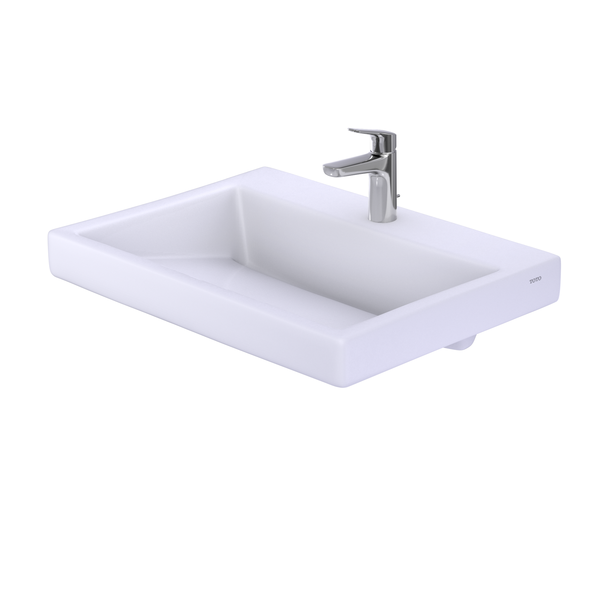 TOTO LT171G#01 Kiwami Renesse Design I Rectangular Fireclay Vessel Bathroom Sink With Cefiontect For Single Hole Faucets - Cotton White