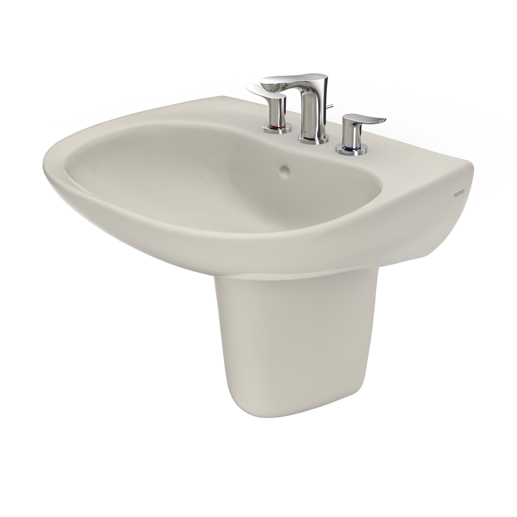 TOTO LHT242.8G#12 Prominence Oval Wall-Mount Bathroom Sink With Cefiontect And Shroud For 8 Inch Center Faucets - Sedona Beige