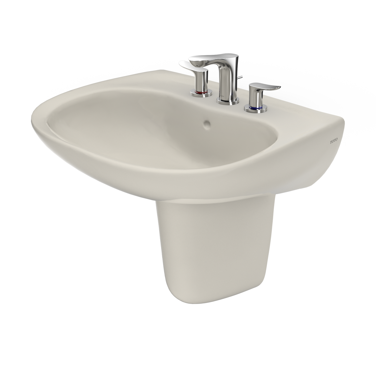 TOTO LHT242.8G#12 Prominence Oval Wall-Mount Bathroom Sink With Cefiontect And Shroud For 8 Inch Center Faucets - Sedona Beige