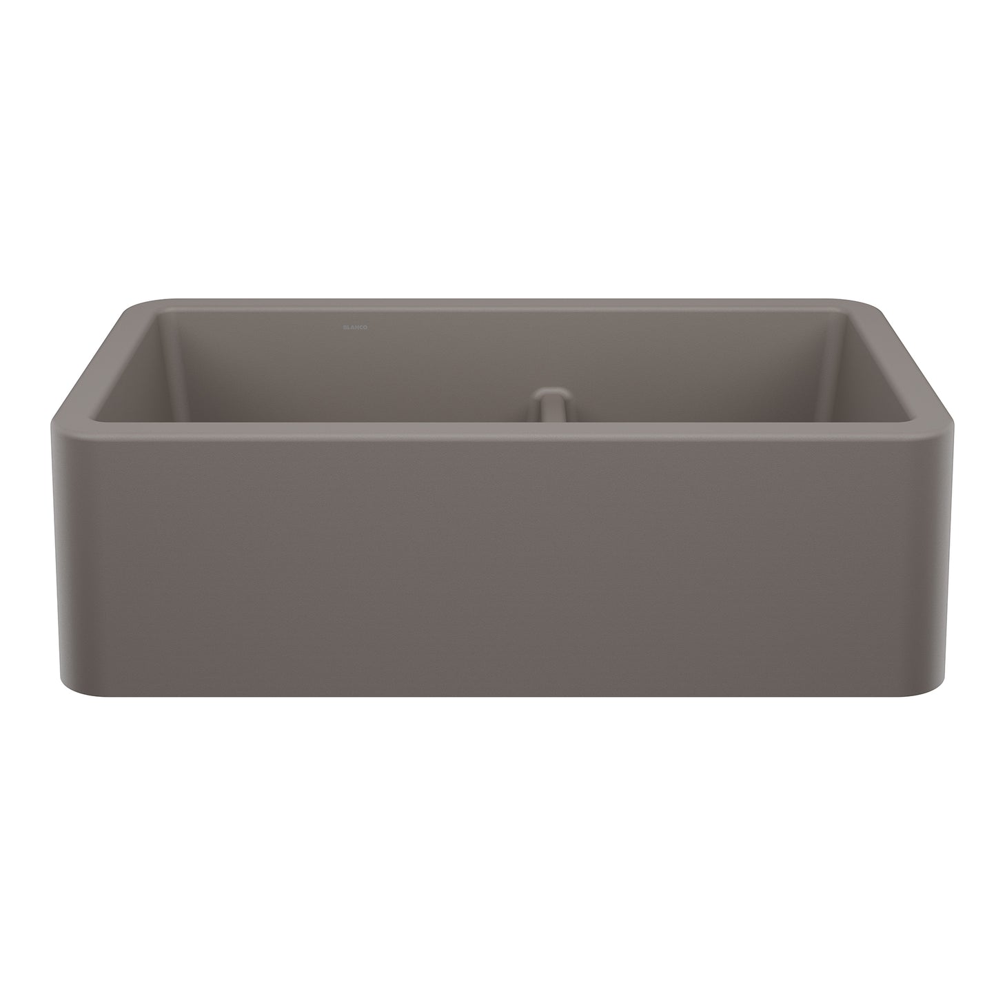 BLANCO 443115 Ikon Ikon SILGRANIT 33" Double Bowl Apron-Front Farmhouse Sink with Low Divide - Volcano Gray in Volcano Gray