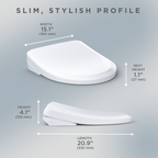 TOTO SW4724AT40#01 Washlet+ S7  Electronic Bidet Toilet Seat With Ewater+ Bowl And Wand Cleaning And Classic Lid - Cotton White