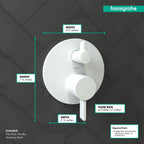 HANSGROHE 04447700 Ecostat Pressure Balance Trim S with Diverter - Matte White
