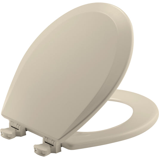 Bemis Round Enameled Wood Toilet Seat in Almond with Easy•Clean Hinge