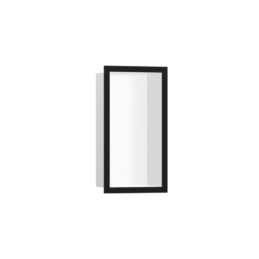 HANSGROHE 56096670 XtraStoris Individual Wall Niche Matte White with Design Frame 12"x 6"x 4"  in Matte Black