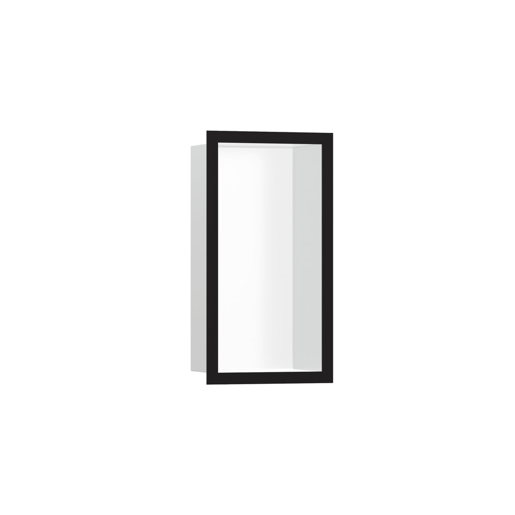 HANSGROHE 56096670 XtraStoris Individual Wall Niche Matte White with Design Frame 12"x 6"x 4" - Matte Black