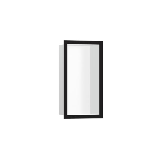 HANSGROHE 56096670 XtraStoris Individual Wall Niche Matte White with Design Frame 12"x 6"x 4" - Matte Black