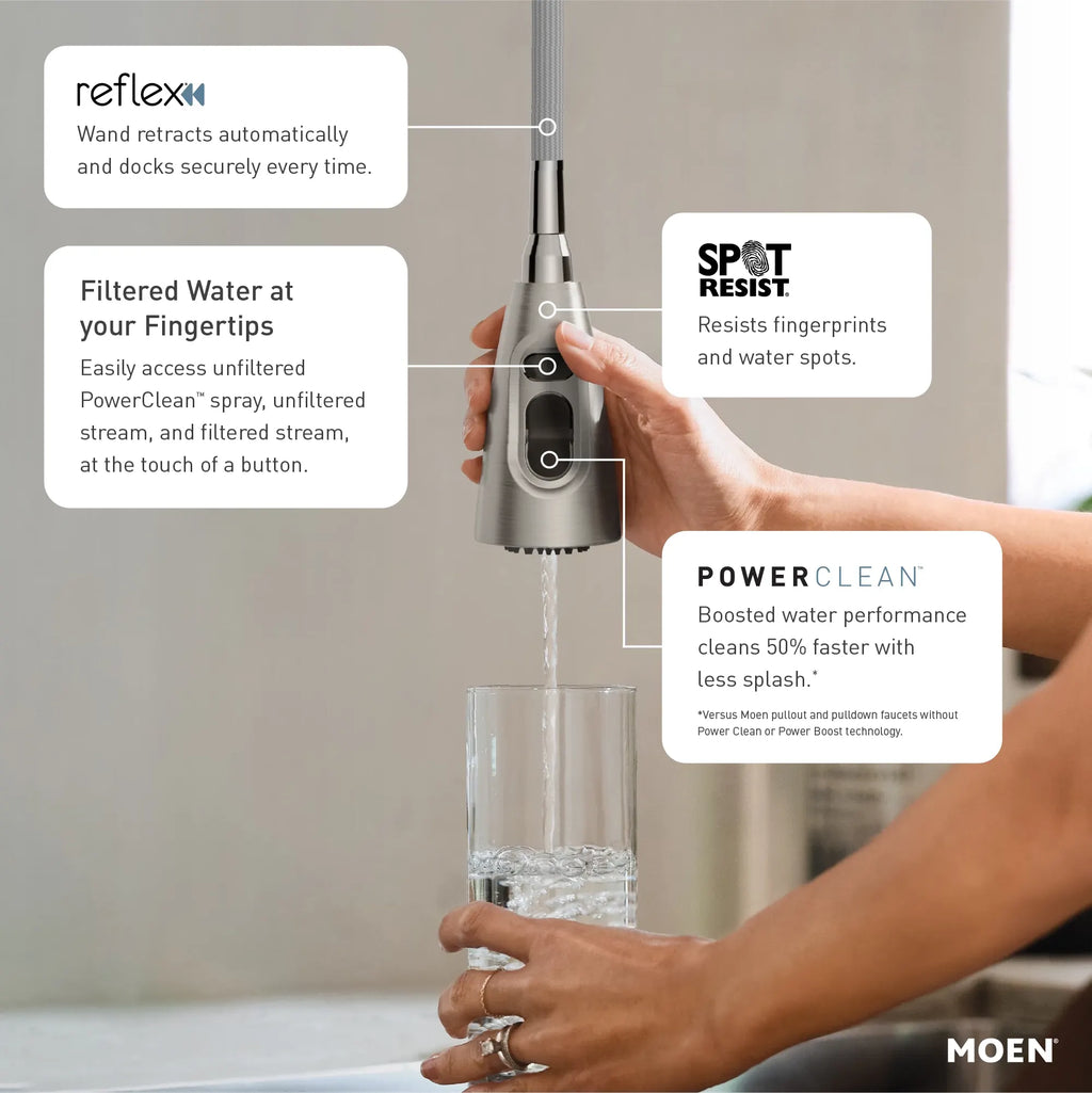 MOEN FS73004SRS Weymouth Pulldown Kitchen 3 In 1 Water Filtration Faucet - Spot Resist Stainless