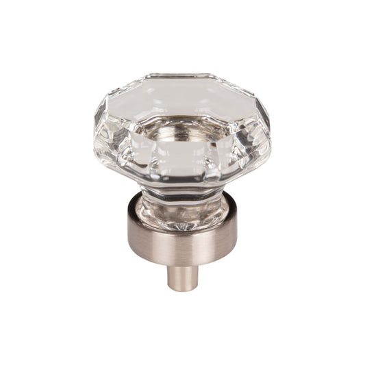 TOP KNOBS TK128BSN Clear Octagon Crystal 1 3/8" Diameter Round Knob - Brushed Satin Nickel