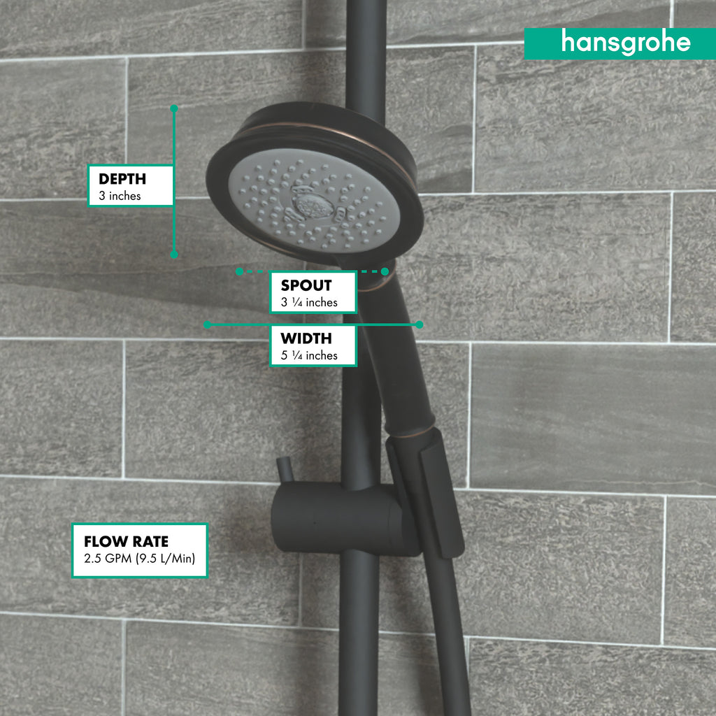 HANSGROHE 04070920 Croma 100 Classic Showerhead 3-Jet, 2.5 GPM - Rubbed Bronze