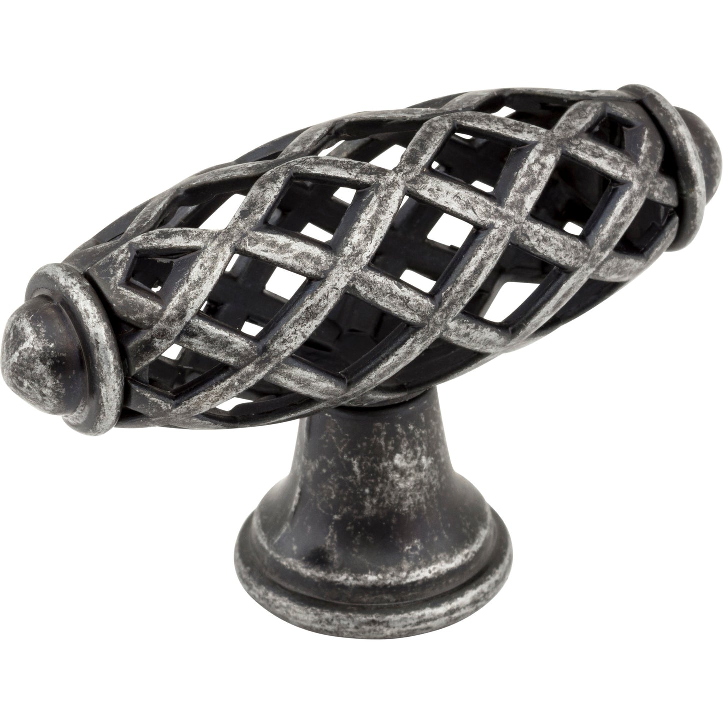 JEFFREY ALEXANDER 749SIM Tuscany 2-5/16" Length Birdcage Knob , Distressed Antique Silver