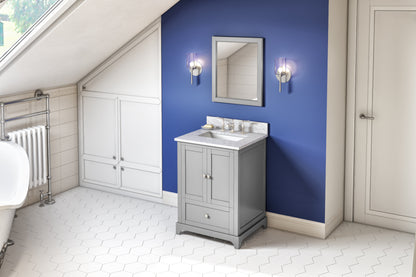 JEFFREY ALEXANDER VKITADD24GRWCR 24" Grey Addington Vanity, White Carrara Marble Vanity Top, undermount rectangle bowl - Grey