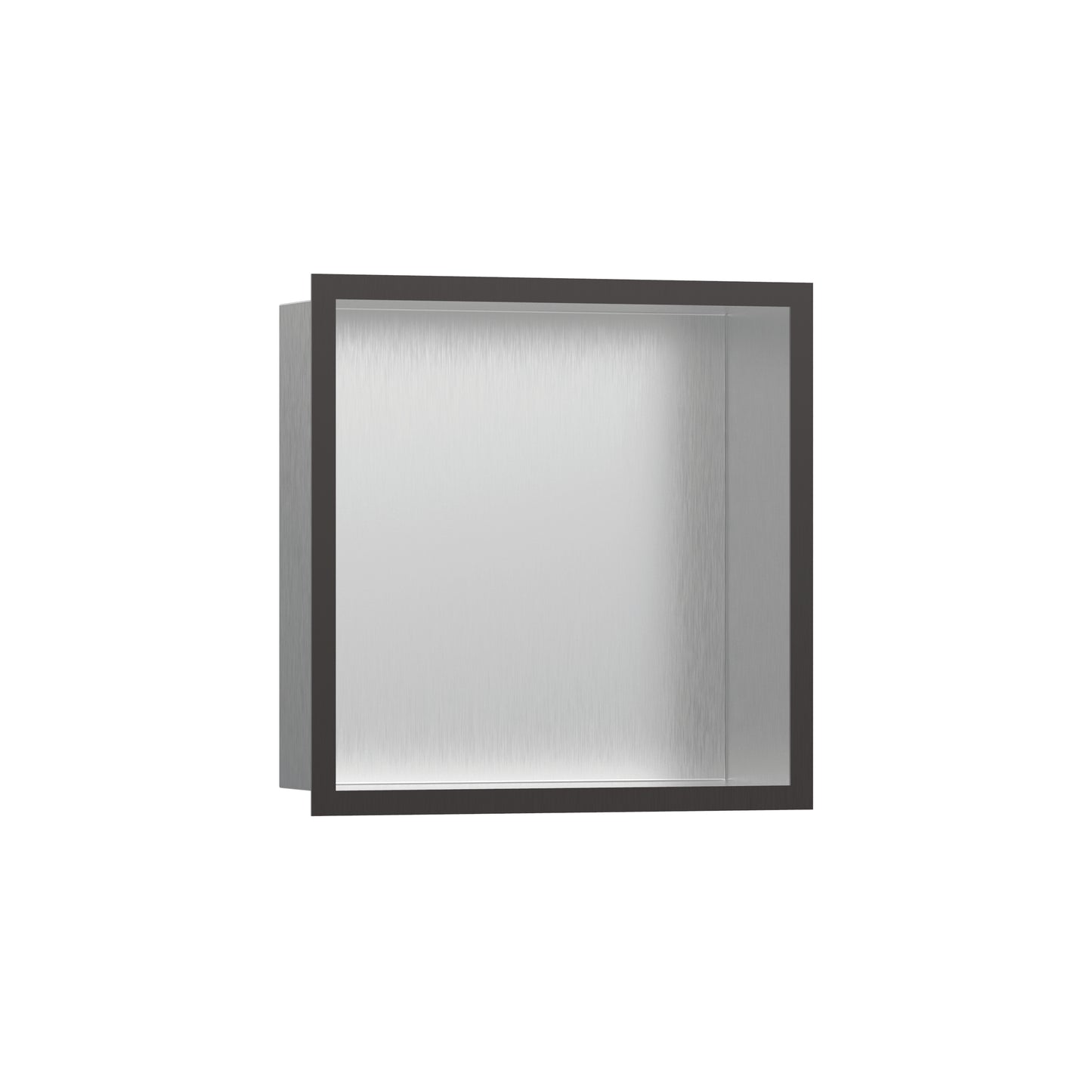 HANSGROHE 56097340 XtraStoris Individual Wall Niche Brushed Stainless Steel with Design Frame 12"x 12"x 4"  in Brushed Black Chrome