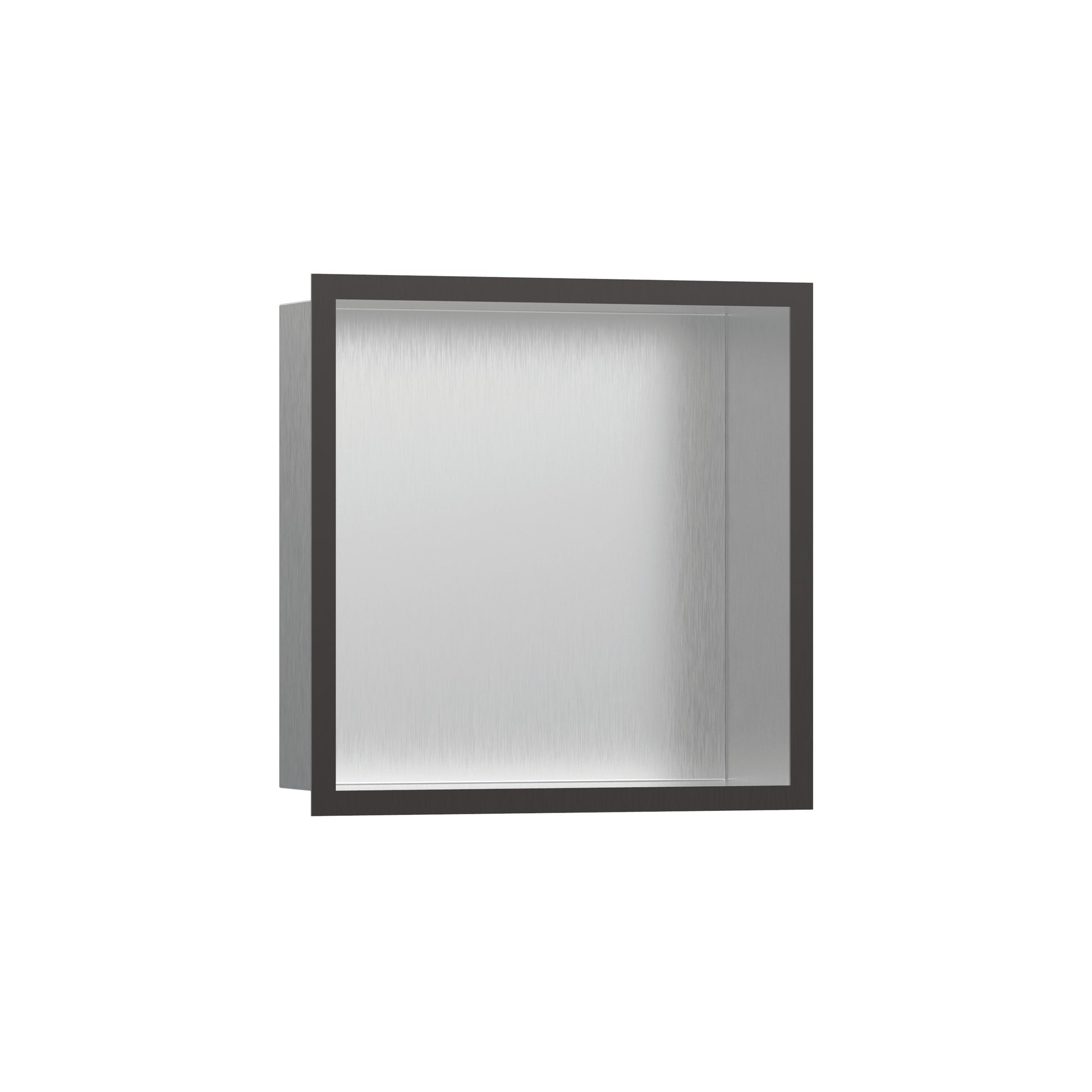 HANSGROHE 56097340 XtraStoris Individual Wall Niche Brushed Stainless Steel with Design Frame 12"x 12"x 4"  in Brushed Black Chrome