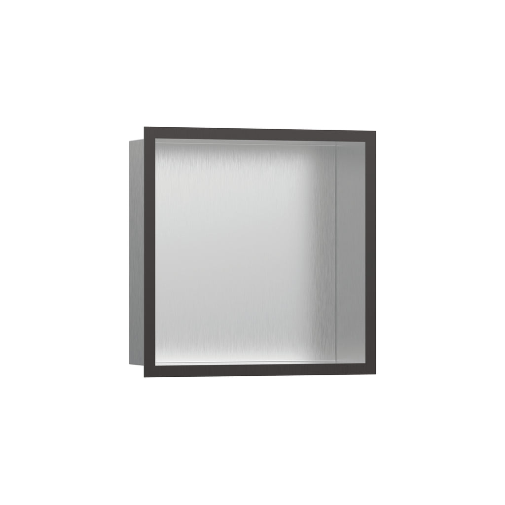 HANSGROHE 56097340 XtraStoris Individual Wall Niche Brushed Stainless Steel with Design Frame 12"x 12"x 4" - Brushed Black Chrome