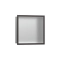 HANSGROHE 56097340 XtraStoris Individual Wall Niche Brushed Stainless Steel with Design Frame 12"x 12"x 4" - Brushed Black Chrome